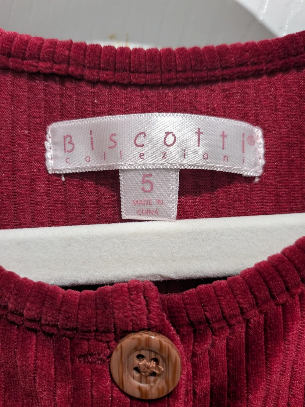 Biscotti Girls' Corduroy Button-Front Dress in Deep Wine